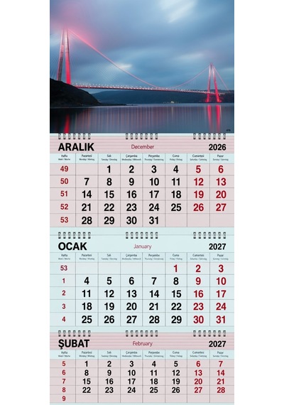 2027 Yılı Gemici Takvimi-boğaz Köprüsü Ve Gökyüzü