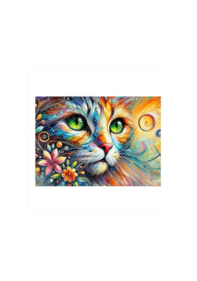 Renkli Kedi Gözleri Modern Mdf Tablo