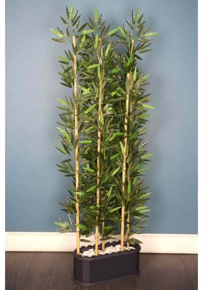 Yapay Çiçek Deposu Dekoratif Saksıda Kumaş Yapraklı 5 Çubuklu Bambu Seperatör 20x50x180cm