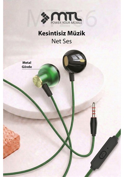3.5 Mm Jack Girişli Stereo Kulak İçi Metal Kablolu Kulaklık Konforlu Ses Mt266 Diğer