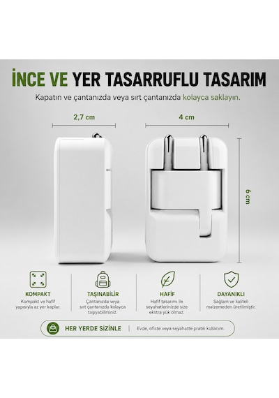 Sbs 65w Gan Katlanabilir Şarj Adaptörü Usb-c Pd 65w + Usb-a 18w Katlanabilir Fiş Laptop, Tablet Ve Telefon Uyumlu