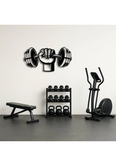 Power Lifting Halterci Metal Duvar Tablosu Siyah
