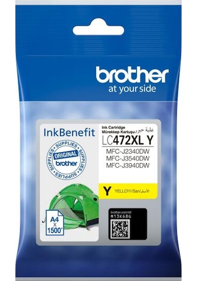 BROTHER LC472XLY 1500 Sayfa Yüksek Kapasite Sarı Kartuş