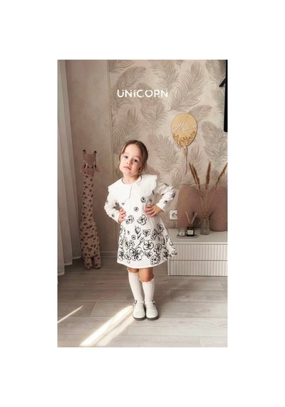 Unicornkids Keten Elbise Beyaz Beyaz