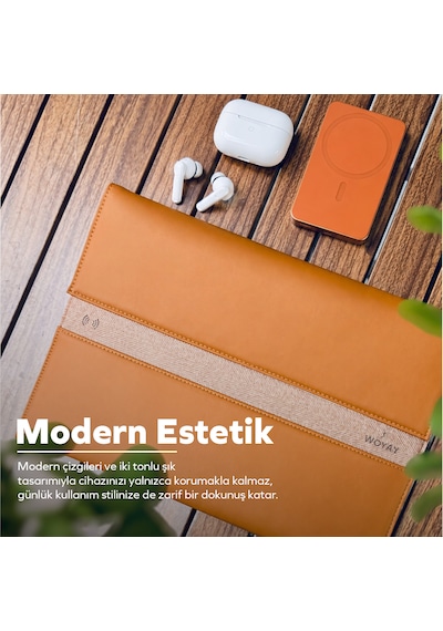 Woyax S-touch 13-14 İnç Nfc Özellikli Laptop Çantası Su Geçirmez Apple Macbook Uyumlu Kılıfı Apple iPad Tablet El Çantası Kahverengi