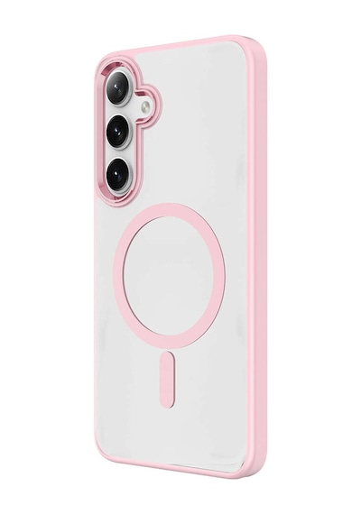 Zore Galaxy S24 Plus Uyumlu Magsafe Şarj Özellikli Krom Magsafe Silikon Ogaa Kılıf-pembe