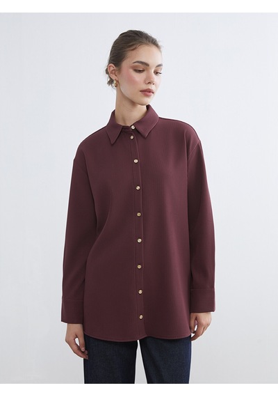 Lcw Modest Bordo Fitilli Kadın Gömlek Tunik