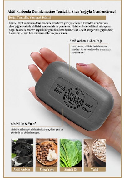 Nesti Dante Luxury Black Aktif Karbon Vegan Gözenek Sabun 250 G