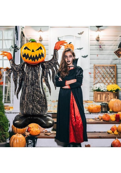 Halloween Ayaklı Balkabağı Korkuluk Folyo Balon 115x90 Cm