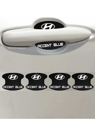 Karbon Kaplama Hyundai Accent Blue Kapı Çukuru Çizik Önleyici Şık Folyo Koruma Seti Accent Blue Yazılı 4 Adet