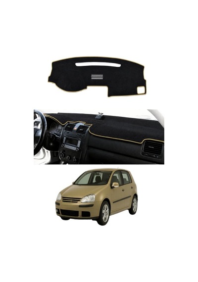 Volkswagen - Golf 5 2003-2009 Uyumlu Torpido Koruma Kılıfı - Taba Şeritli