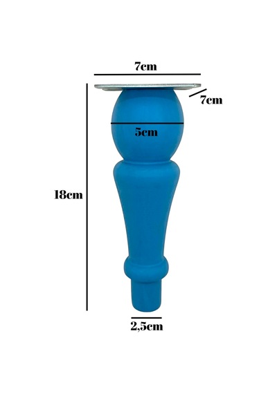 Tombul Torna Ahşap Ayak Mobilya Masa Ve Dolap Ayağı Mavi 18cm Kayın / Gürgen 4 Adet