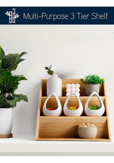 Deconox Bambu 3 Katlı Katlanabilir Baharat Standı / Çekmece İçi Kullanıma Uygun Baharatlar İçin Organizer Kavon Diğer