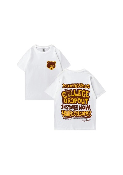 Tarzsokak Rapçi Kanye West Moda Grafik Baskı T Shirt Erkek Kadın Vintage Tee Büyük Boy Kısa Beyaz