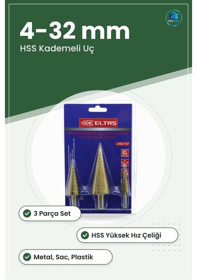 Hss Kademeli Matkap Ucu Seti 3 Parça 4 İla 12 Mm 20 32 Metal Sac