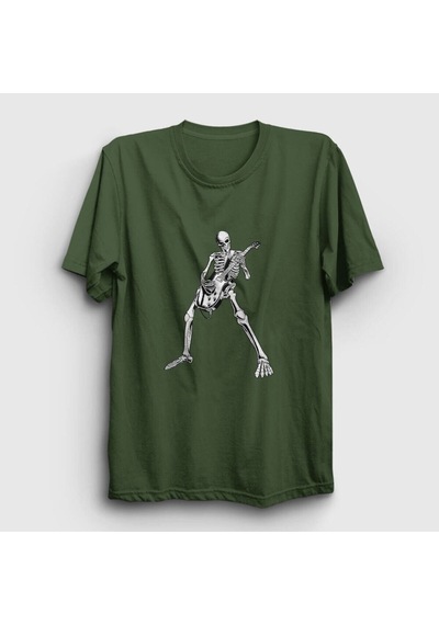 Noıssey Unisex Haki Skeleton Guitarist Music Rock T-shirt 339807tt
