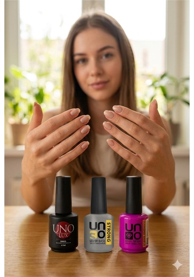 Uno Protez Tırnak Hazırlık Seti-uno-sıyahprımer-grıbase-pembetop-primer Strong Base 3'lü Set Uno Nail Prep Çok Renkli