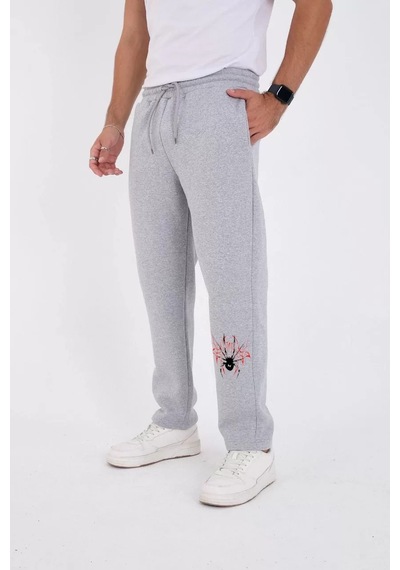 Tarzyeri Oversize Üç İplik Baskılı Eşofman Pantolon - Gri 001