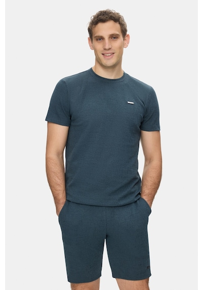 Taylor Lacivert Bisiklet Yaka Krinkıl Hafif Kumaş Metal Logolu Standard Fit Erkek Tshirt Lacivert