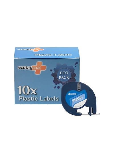 Ecotag Dymo 12268 Letratag Muadili Plastik Şerit Etiket Şeffaf 12 MM x 4 M 10'lu Paket