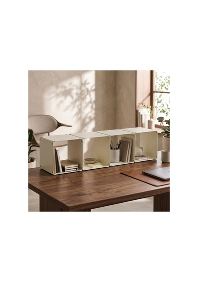 Node 4'lü Modüler Metal Tezgah Üstü Mutfak Rafı Ve Konsol Düzenleyici Stand 33x33 Cm Krem - 943953504 Krem
