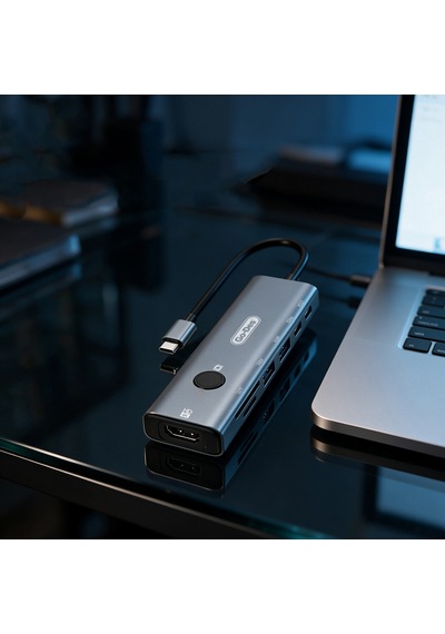 Go Des Gd-6910 Type-c Bağlantılı 7in1 Hub Adaptör Usb 5gbps/hdmi/pd 3.0/3.5mm/4k Ultra Hd Gri