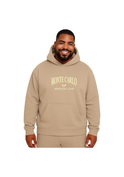 Benroma Monte Carlo Baskılı Büyük Beden Unisex Sweatshırt Bej