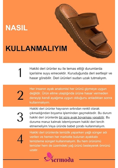 Sermoda Hakiki Deri Erkek Terlik - Yumuşak Kalın Taban Tabanlı Hakiki Deri Erkek Terlik C Taba