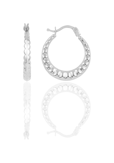 Söğütlü Silver Gümüş Çizgili Orta Boy Şarnel Küpe Barcode Gold - Rose Gold - Rodyum