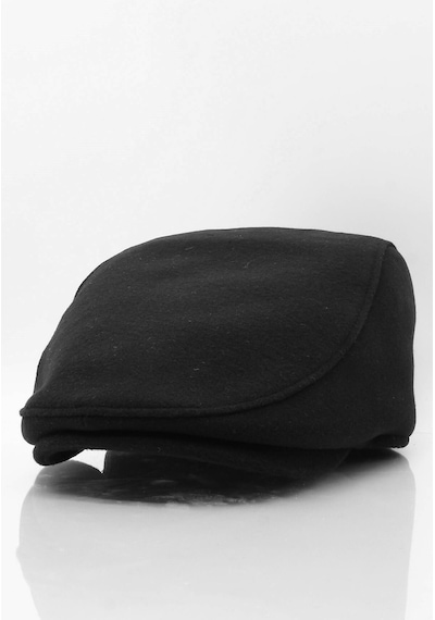 Külah Erkek Şapka Siyah Kışlık Trend Flat Cap Yün Kasket-Siyah-Standart