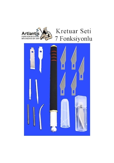 Kretuar 7 Fonksiyonlu Yedek Bıçaklı 1 Paket Hobi Maket Tasarım Neşteri Çelik Alaşımlı Paslanmaz Hassas Kesim B