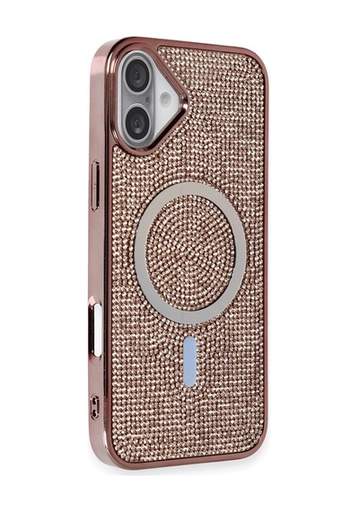 Newface - 594 - Apple iPhone Uyumlu 16 Plus Kılıf Diamond Magsafe Kapak - Csmo-tex - - Pembe