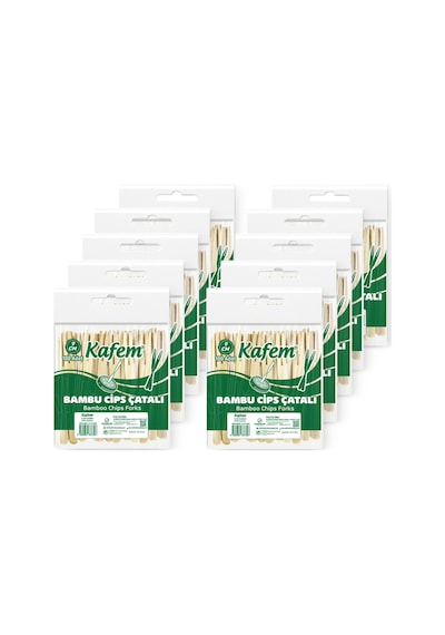 Kafem Bambu Cips Çatalı 9 CM 100 Lü x 10 Paket