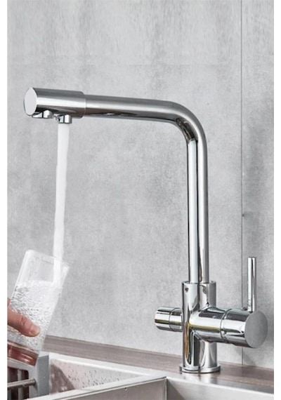 L&G Premium 3 Yollu Musluk Arıtmalı Krom Eviye Bataryası