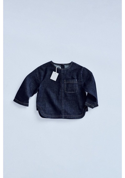 Magu Kız Çocuk Pamuklu Lacivert Denim Bol Paça Takım - Cepli Üst Lacivert