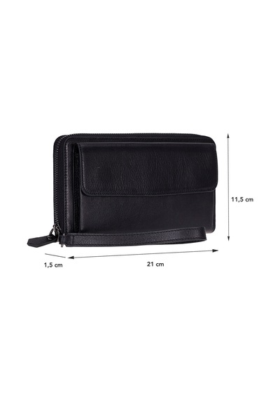 Bloominbag Bloomporter Obsidian Black Hakiki Deri Telefon Bölmeli Cüzdan Siyah