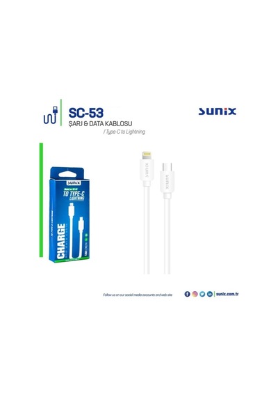 Sunix Sc-53 Type-C To Apple Uyumlu iPhone Kablo 1 Metre