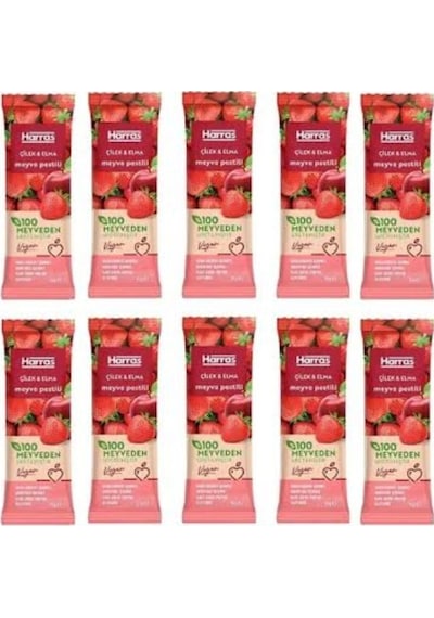Harras Vegan Çilekli Ve Elmalı Meyve Pestili X10