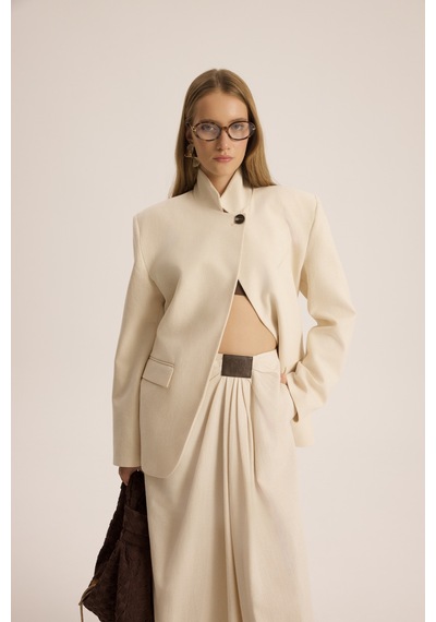 Mai Studios Co. Lagoon Dik Yaka Bej Blazer Bej