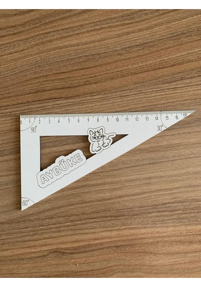 Üçgen Şekilli Ahşap Cetvel 3'lü Beyaz