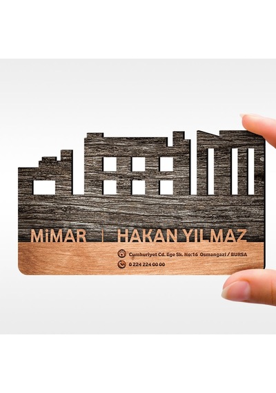 Kişiye Özel Mesleki Mimar Ahşap Kartvizit (Model 1-5) 50 Adet