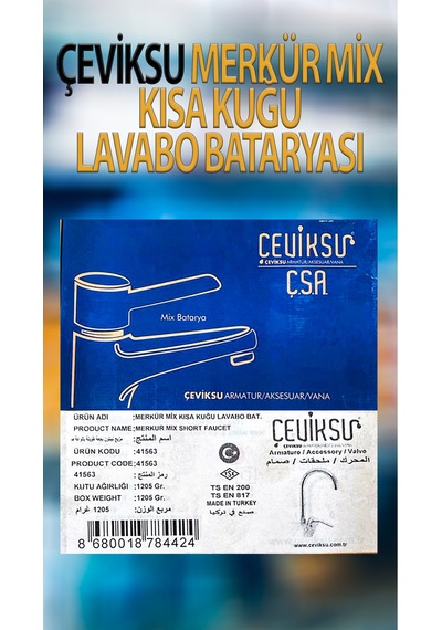 Merkür Mix Kısa Kuğu Model Lavabo Bataryası Krom