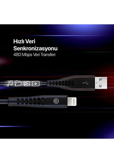 By Ttec Usb-a - İphone Lightning 2a Şarj Kablosu 300cm-siyah - 3dk37s Diğer