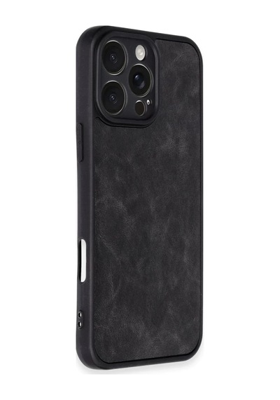Apple Uyumlu iPhone 16 Pro Uyumlu Kılıf Aras Deri Kapak - Siyah