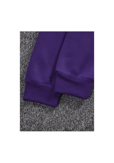 Medinenur Timeless Kuru Kafa Baskılı Kapüşonlu Cepli Sweatshirt Mor