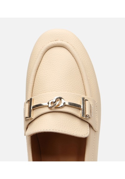 Hotiç Kadın Deri Bej Tokalı Klasik Loafer