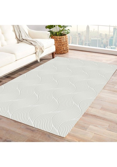 Jassrug Rölyef Halı 80x150 Orla Krem Krem Makine Halısı