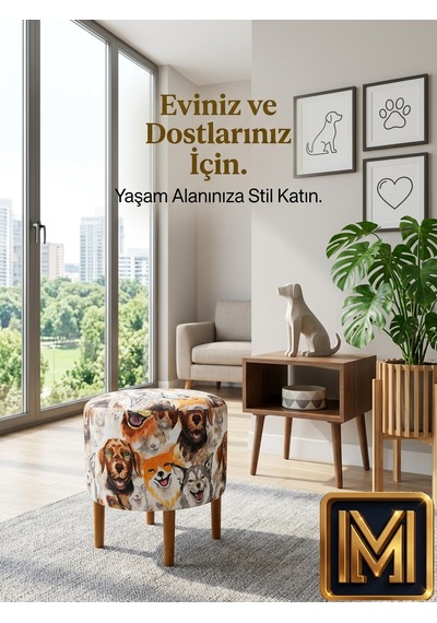 Diday Köpek Puf F Trend Puf Koltuk Puff Bench Dekoratif Bohem Doğal Gürgen Ayak Amaçlı Bahçe Balkon Çok Renkli