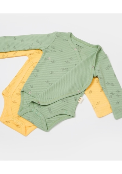 BabyCosy Organik Modal Fil Baskılı 2 Li Kruvaze Uzun Kollu Badi Csym11319 001