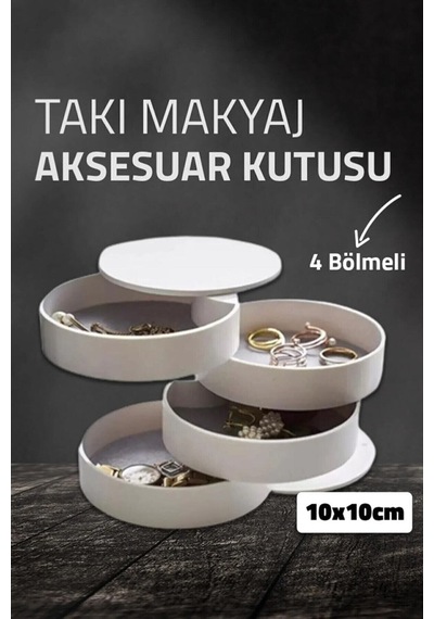 Bej 4 Katlı Takı Saklama Kutusu Organizer, Şık Ve Fonksiyonel Mücevher Düzenleyici Plastik Bej Um Diğer